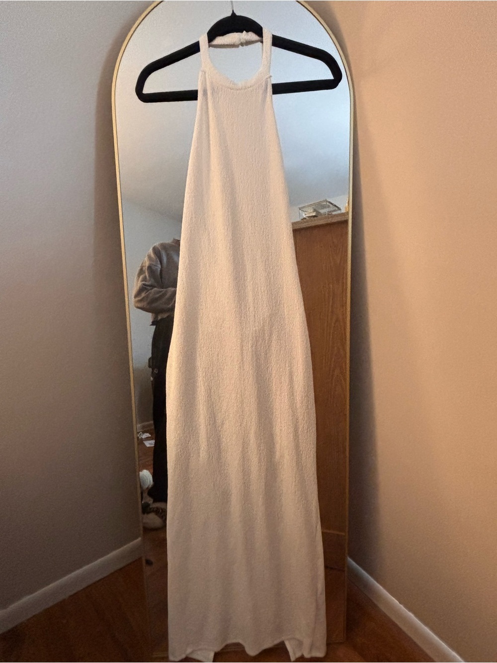 SHEIN White Textured Halter Maxi Dress